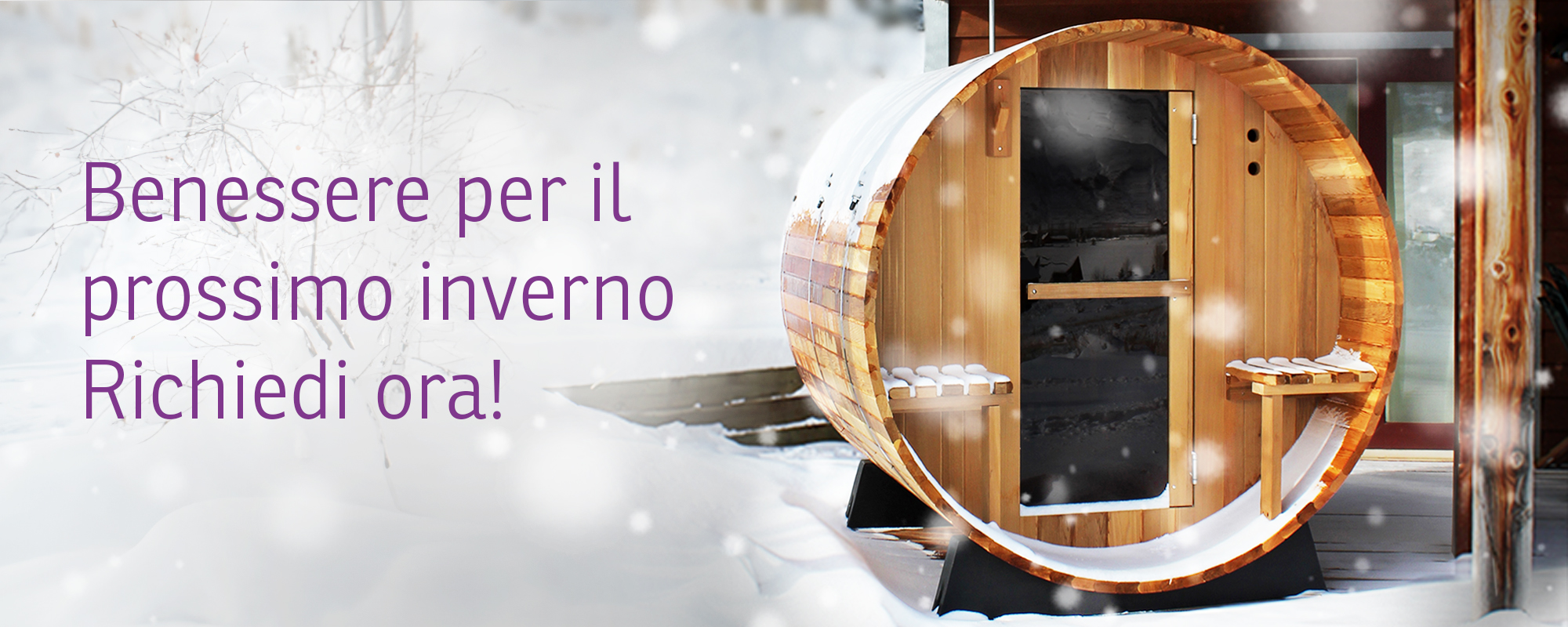 sauna a botte nella neve foto d'atmosfera